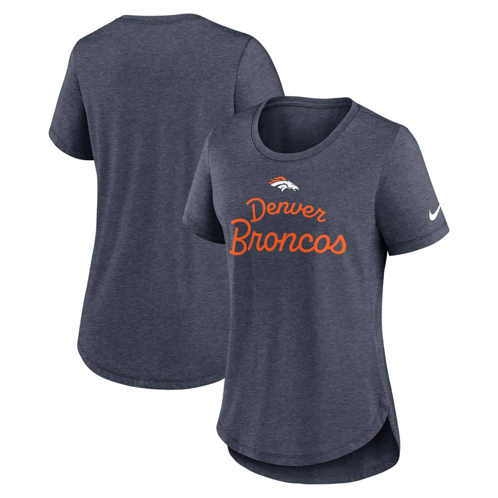 Denver Broncos Women's Script Tri-Blend T-Shirt Navy - Nike