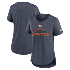 Denver Broncos Women's Script Tri-Blend T-Shirt Navy - Nike