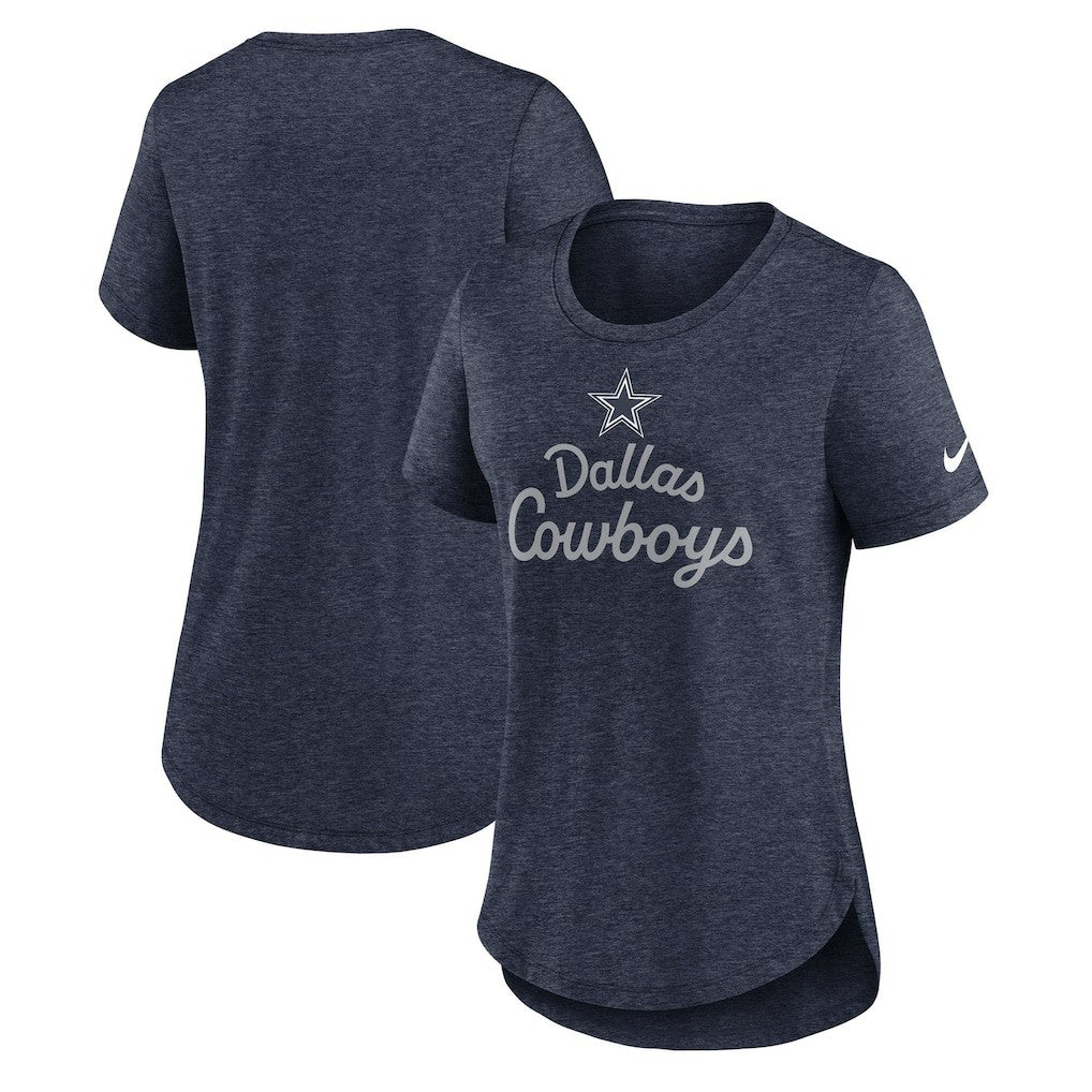 Dallas Cowboys Women's Script Tri-Blend T-Shirt Heather Navy - Nike