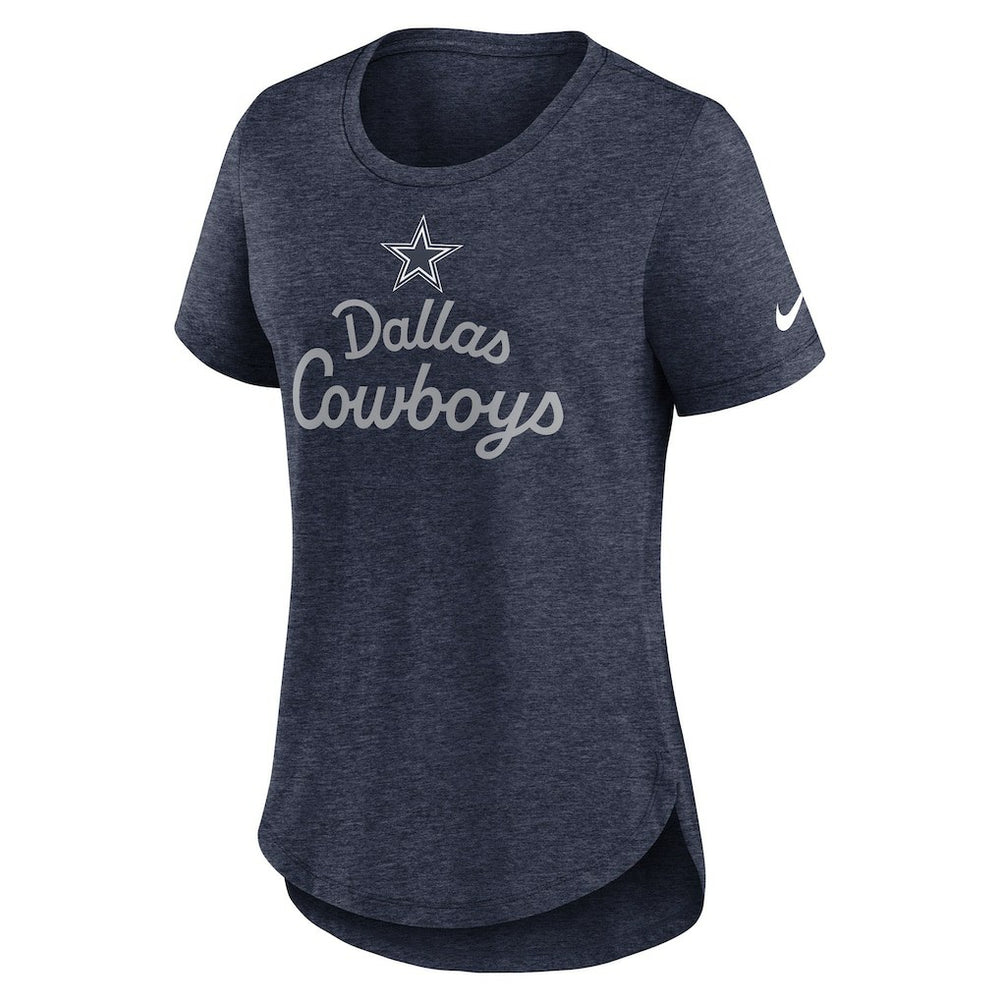 Dallas Cowboys Women's Script Tri-Blend T-Shirt Heather Navy - Nike