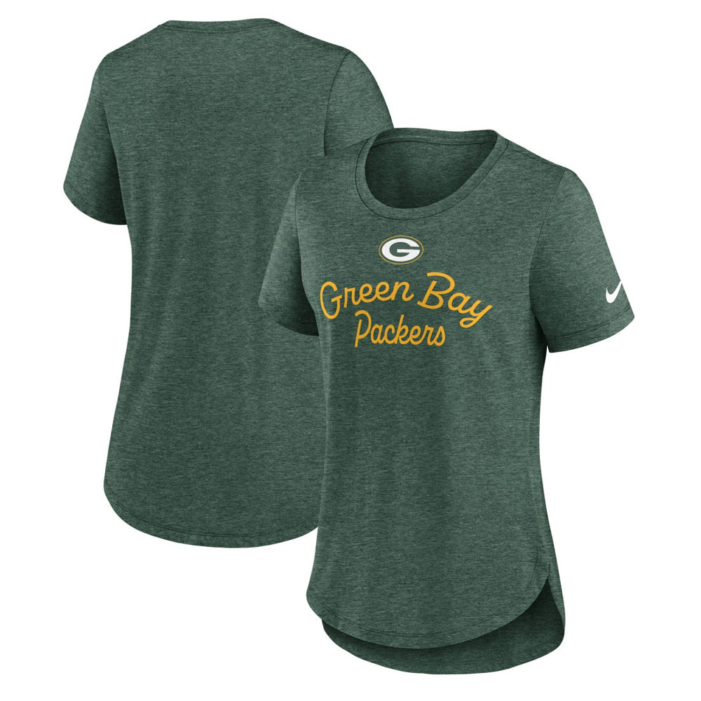 Green Bay Packers Women's Script Tri-Blend T-Shirt Green - Nike