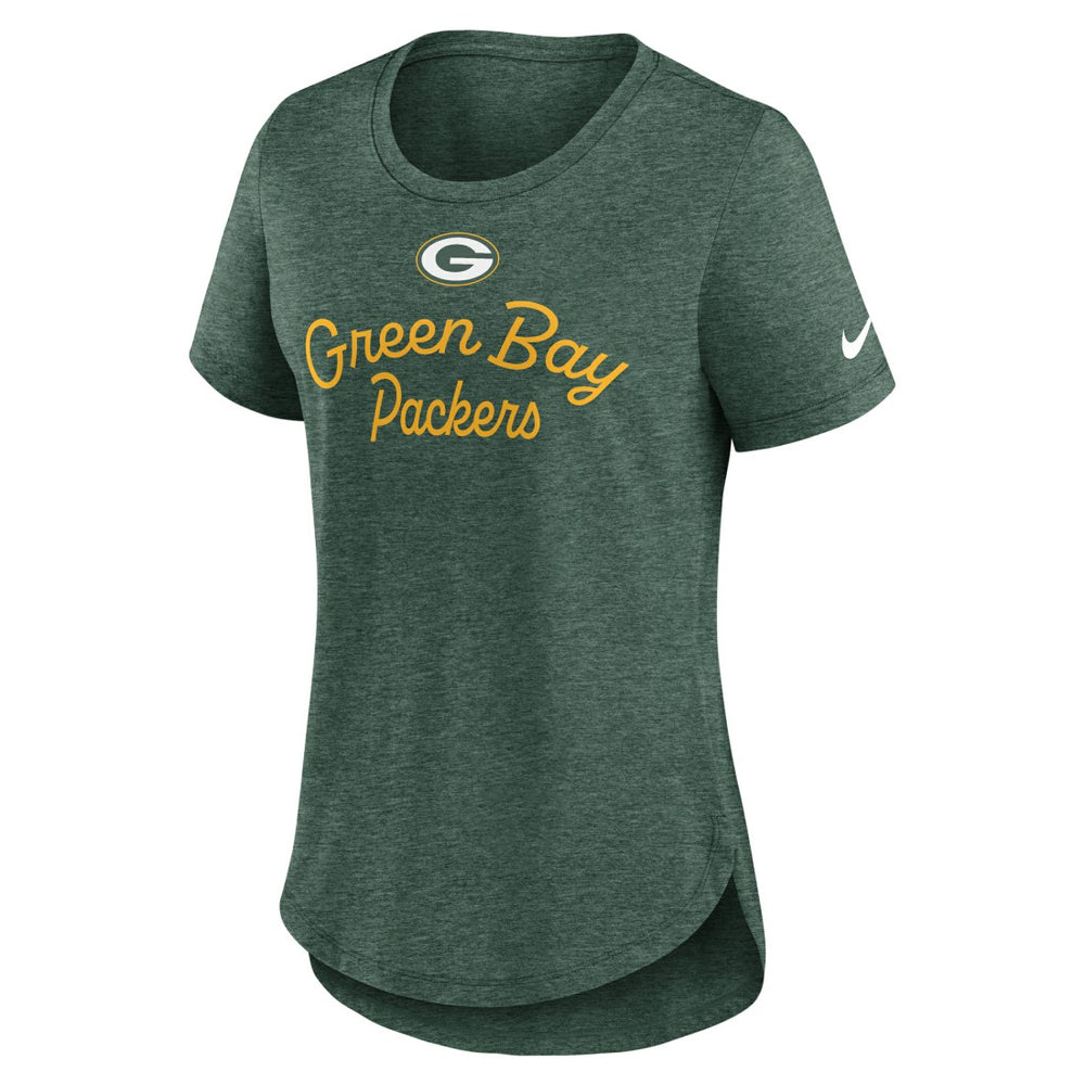 Green Bay Packers Women's Script Tri-Blend T-Shirt Green - Nike
