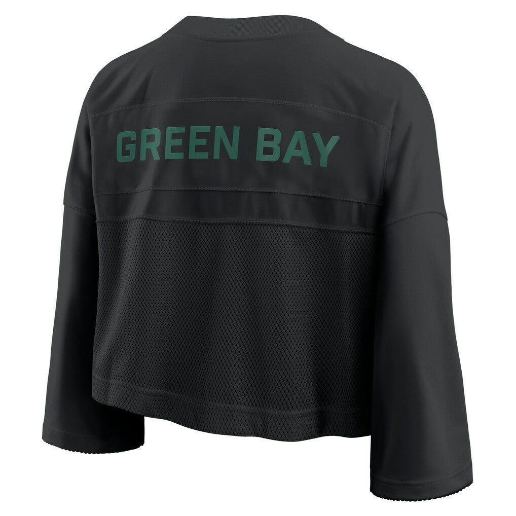 Green Bay Packers Women's Primetime Cropped Mesh Dri-FIT Fashion Jersey Black - Nike