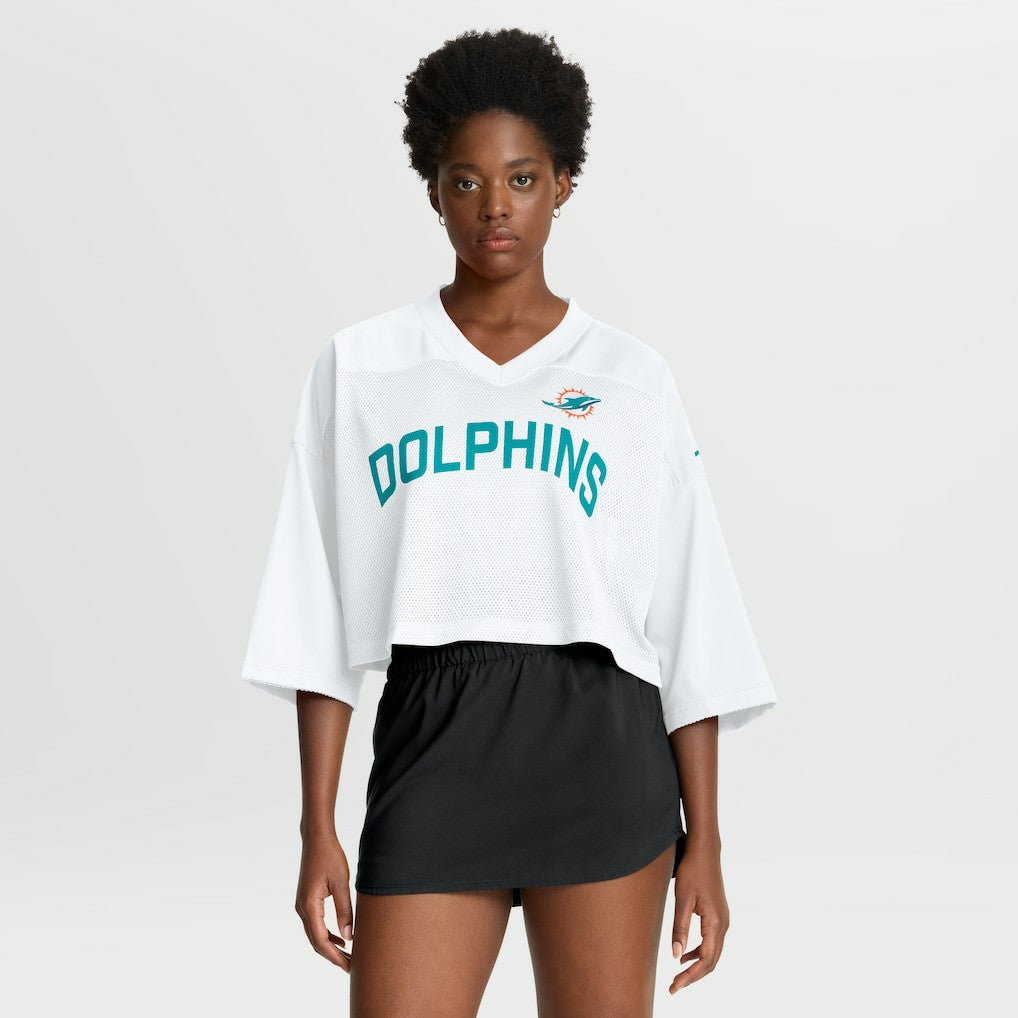 Miami Dolphins Women's Primetime Cropped Mesh Dri-FIT Fashion Jersey White - Nike