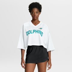 Miami Dolphins Women's Primetime Cropped Mesh Dri-FIT Fashion Jersey White - Nike