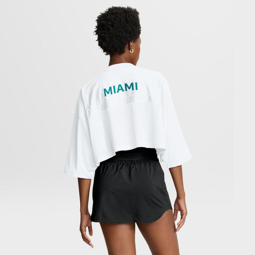 Miami Dolphins Women's Primetime Cropped Mesh Dri-FIT Fashion Jersey White - Nike