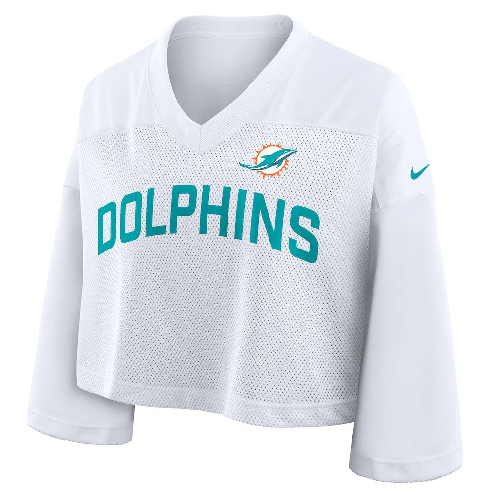 Miami Dolphins Women's Primetime Cropped Mesh Dri-FIT Fashion Jersey White - Nike