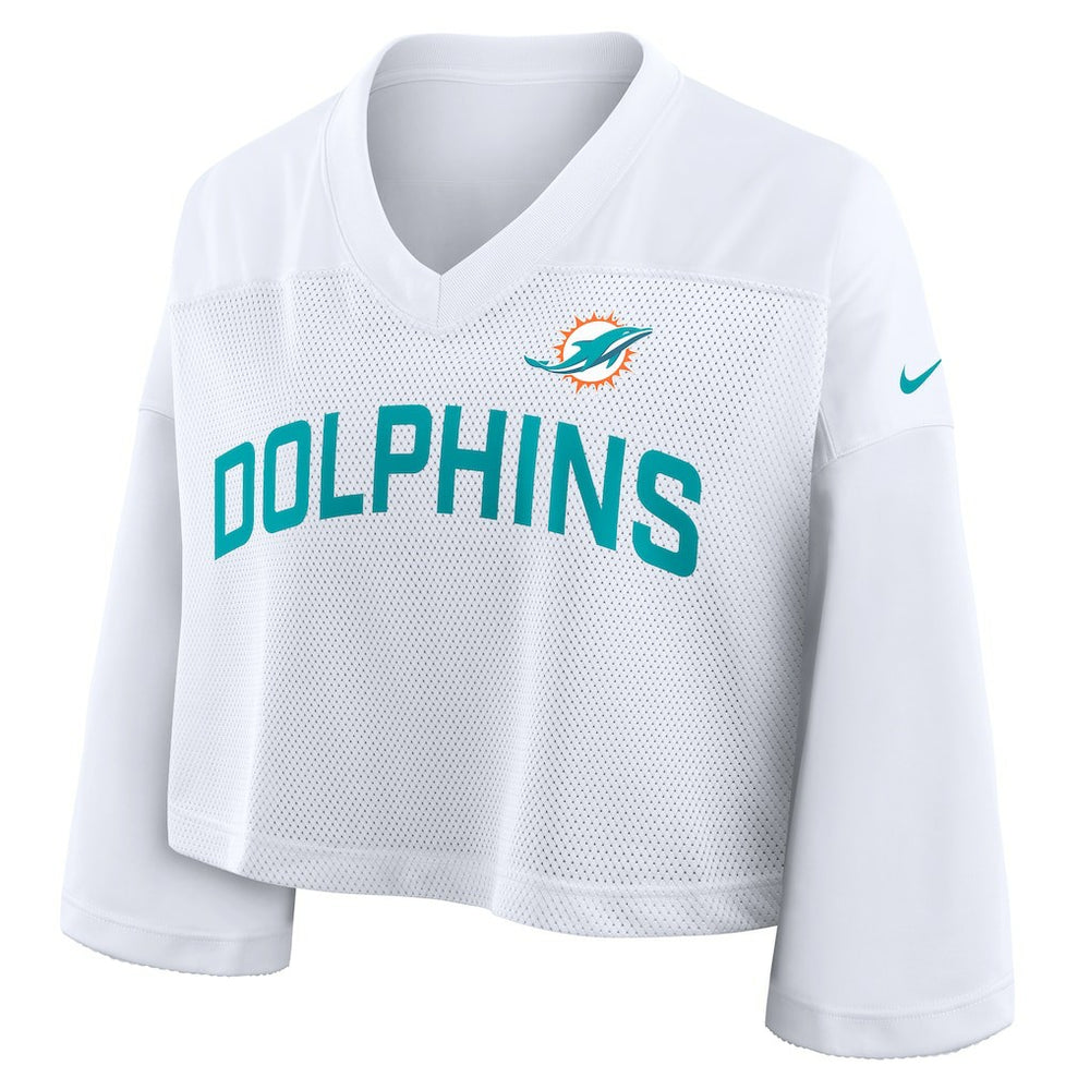 Miami Dolphins Women's Primetime Cropped Mesh Dri-FIT Fashion Jersey White - Nike