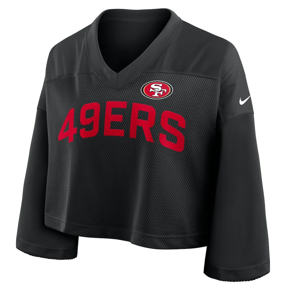 San Francisco 49ers Women's Primetime Cropped Mesh Dri-FIT Fashion Jersey - Black | NFL Jerseys