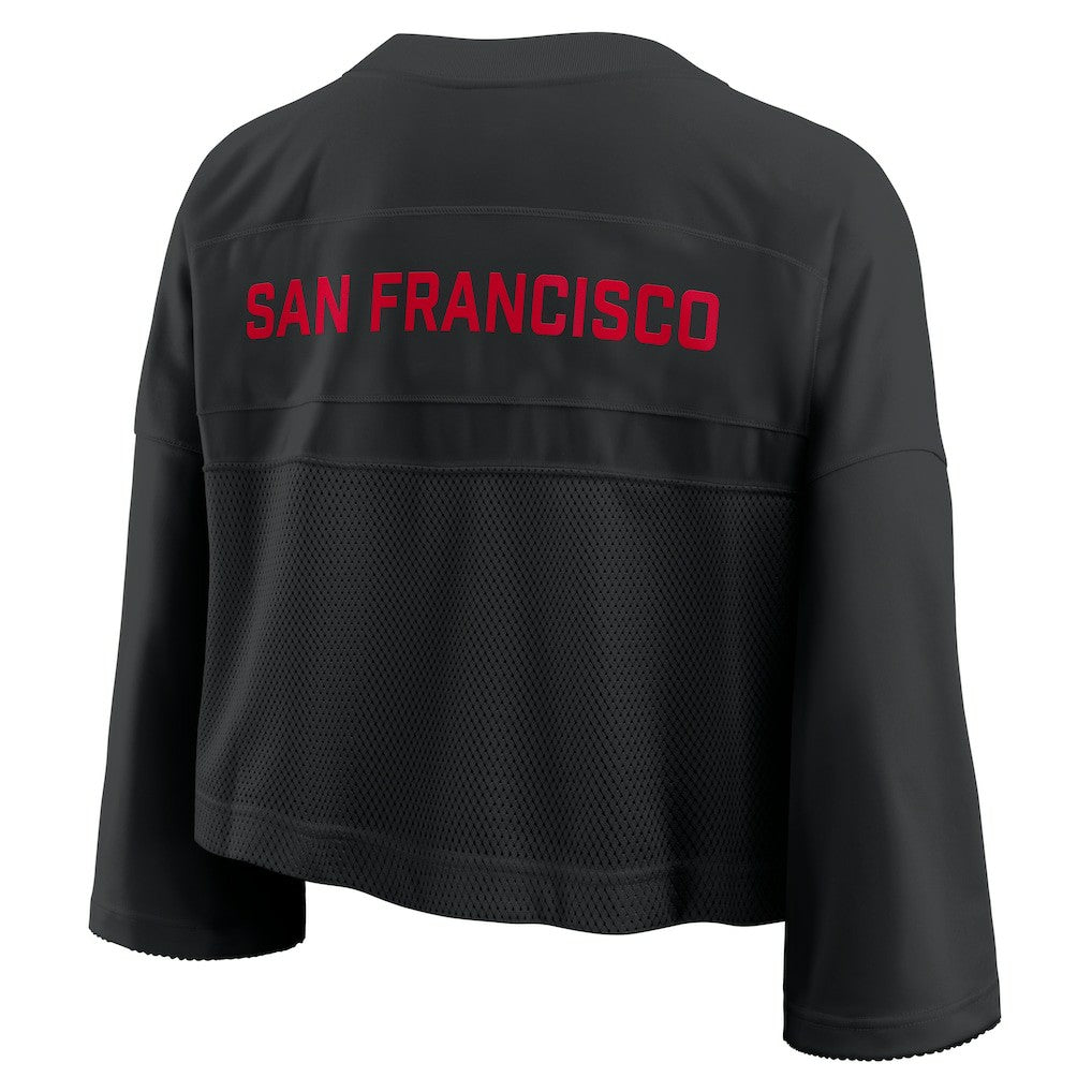 San Francisco 49ers Women's Primetime Cropped Mesh Dri-FIT Fashion Jersey Black - Nike