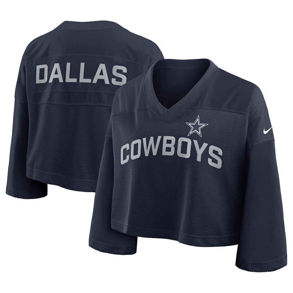 Dallas Cowboys Women's Primetime Cropped Mesh Dri-FIT Fashion Jersey Navy - Nike