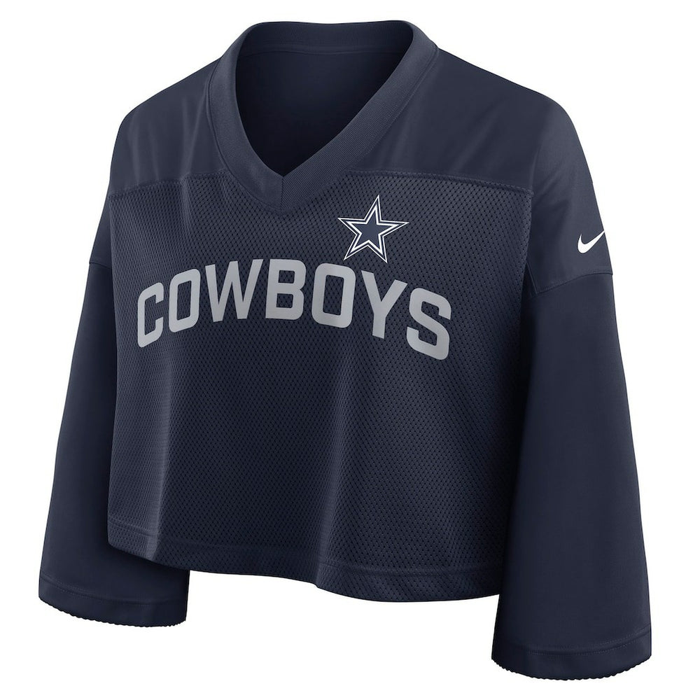 Dallas Cowboys Women's Primetime Cropped Mesh Dri-FIT Fashion Jersey Navy - Nike