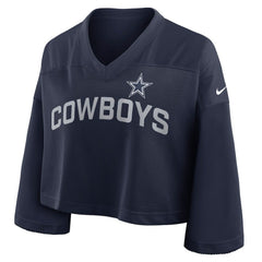 Dallas Cowboys Women's Primetime Cropped Mesh Dri-FIT Fashion Jersey Navy - Nike