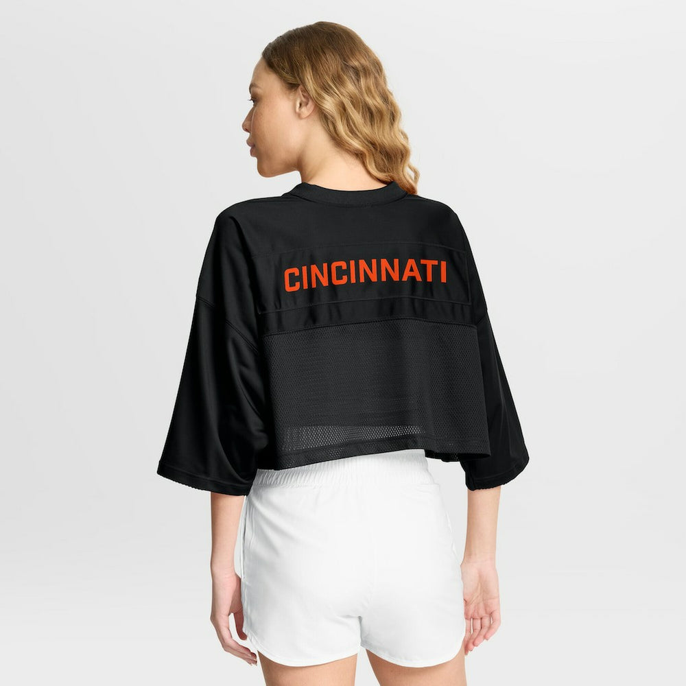 Cincinnati Bengals Women's Primetime Cropped Mesh Dri-FIT Fashion Jersey Black - Nike