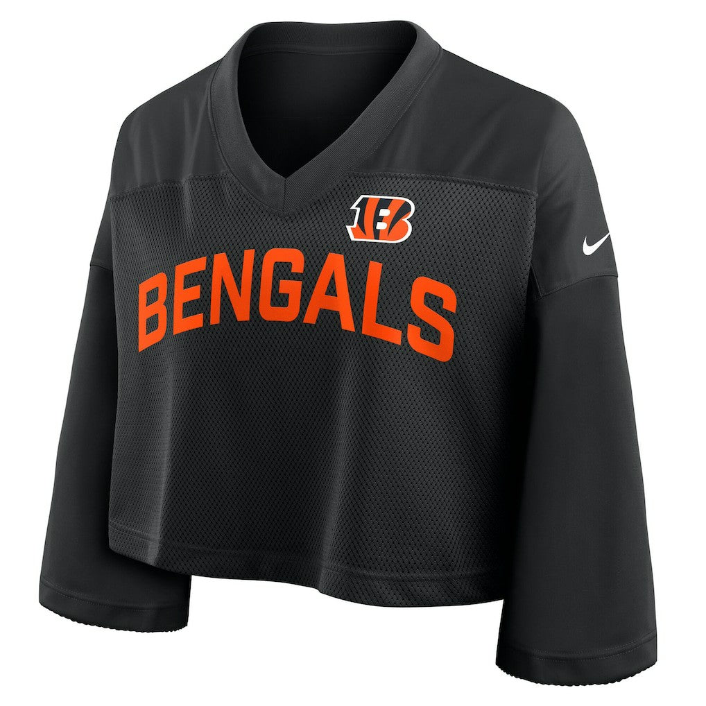 Cincinnati Bengals Women's Primetime Cropped Mesh Dri-FIT Fashion Jersey Black - Nike
