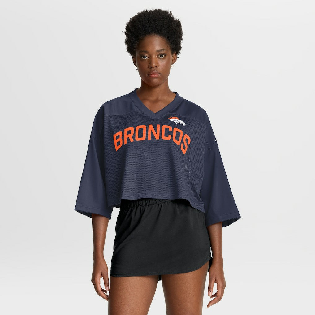 Denver Broncos Women's Primetime Cropped Mesh Dri-FIT Fashion Jersey Navy - Nike