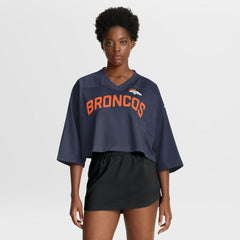 Denver Broncos Women's Primetime Cropped Mesh Dri-FIT Fashion Jersey Navy - Nike