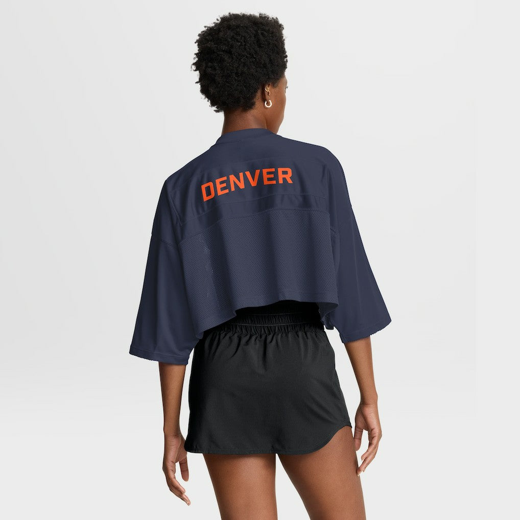 Denver Broncos Women's Primetime Cropped Mesh Dri-FIT Fashion Jersey Navy - Nike
