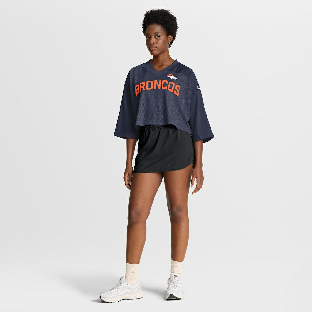 Denver Broncos Women's Primetime Cropped Mesh Dri-FIT Fashion Jersey Navy - Nike