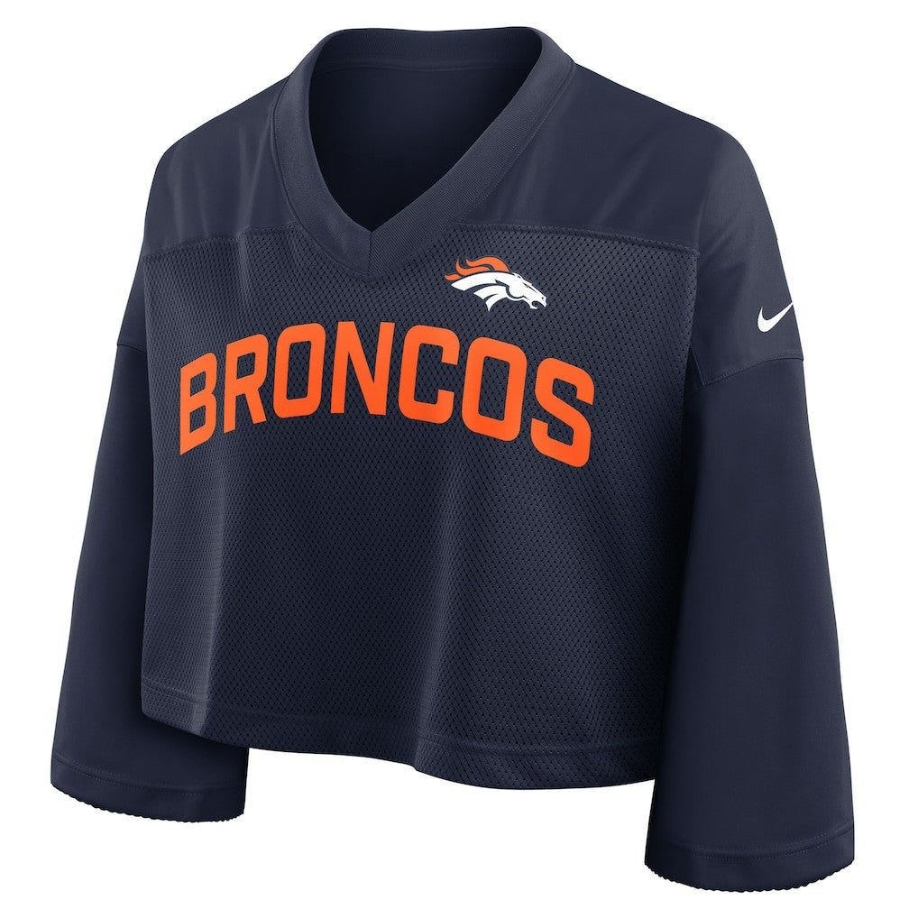 Denver Broncos Women's Primetime Cropped Mesh Dri-FIT Fashion Jersey Navy - Nike