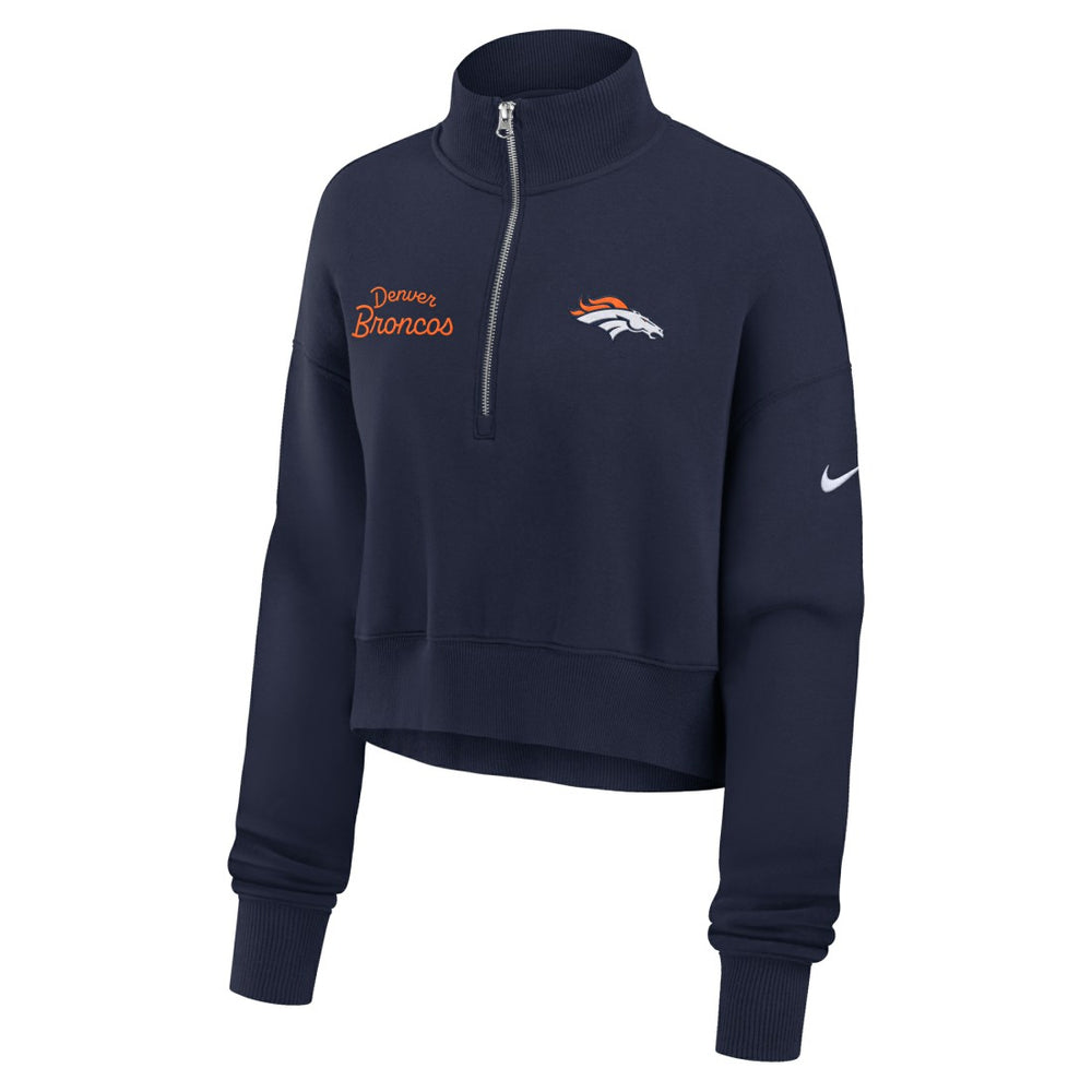 Denver Broncos Women's Primetime Phoenix Half-Zip Sweatshirt Navy - Nike