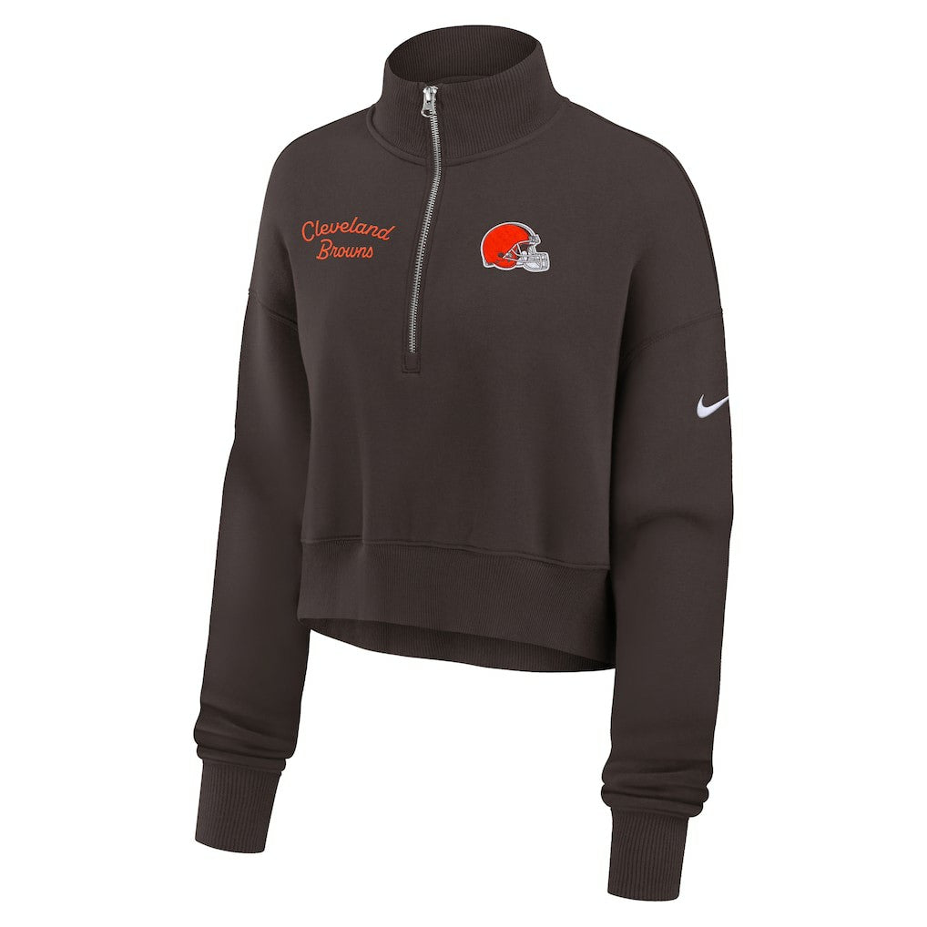 Cleveland Browns Women's Primetime Phoenix Half-Zip Sweatshirt Brown - Nike