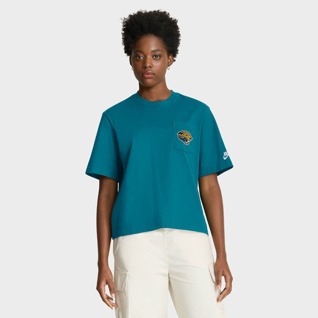 Jacksonville Jaguars Women's Rewind Pocket Boxy T-Shirt Teal - Nike