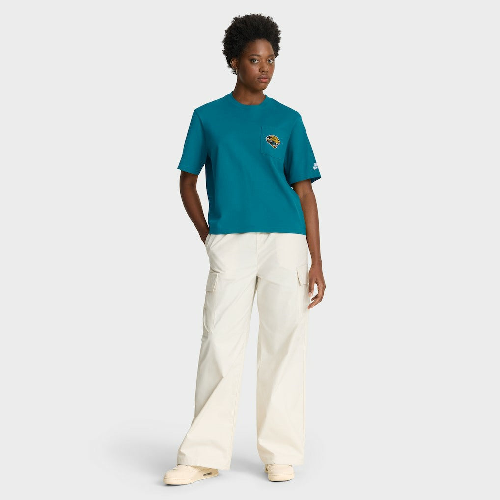 Jacksonville Jaguars Women's Rewind Pocket Boxy T-Shirt Teal - Nike