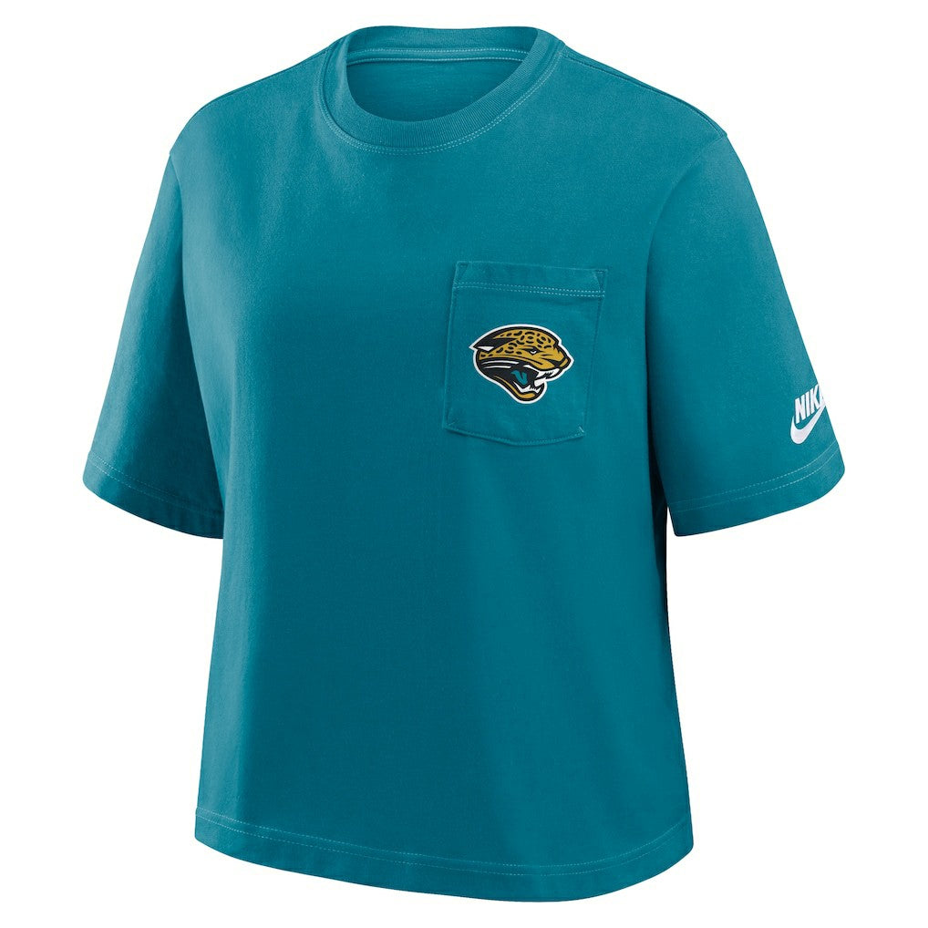 Jacksonville Jaguars Women's Rewind Pocket Boxy T-Shirt Teal - Nike