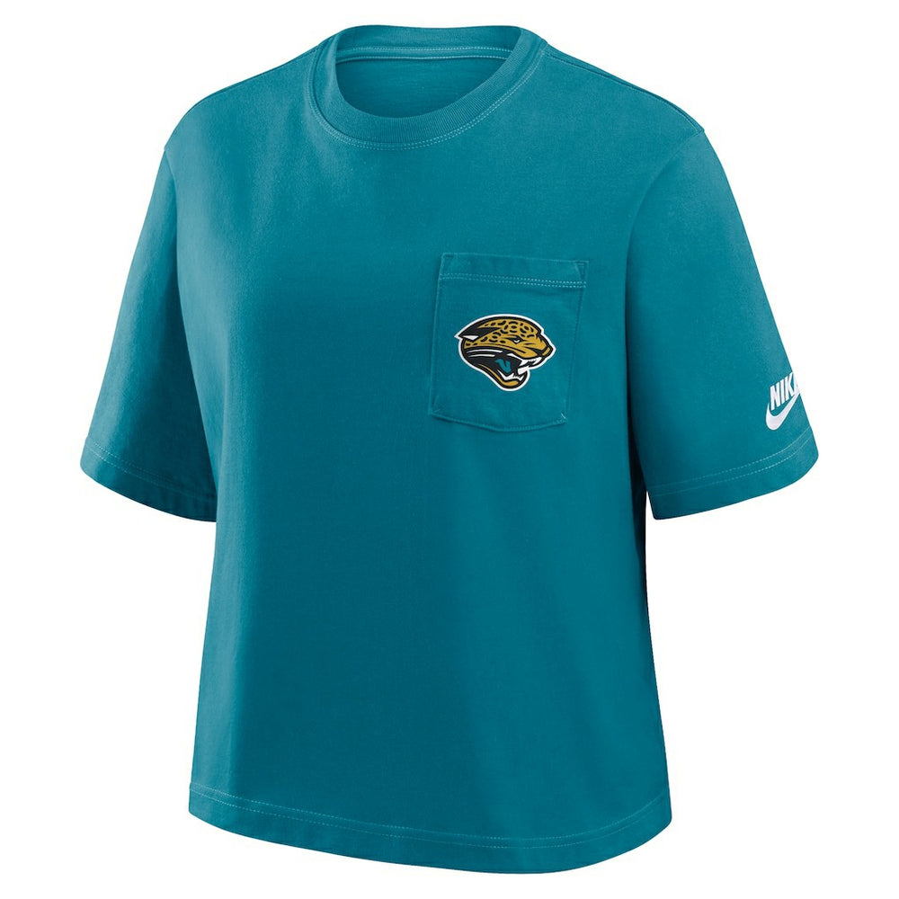 Jacksonville Jaguars Women's Rewind Pocket Boxy T-Shirt Teal - Nike