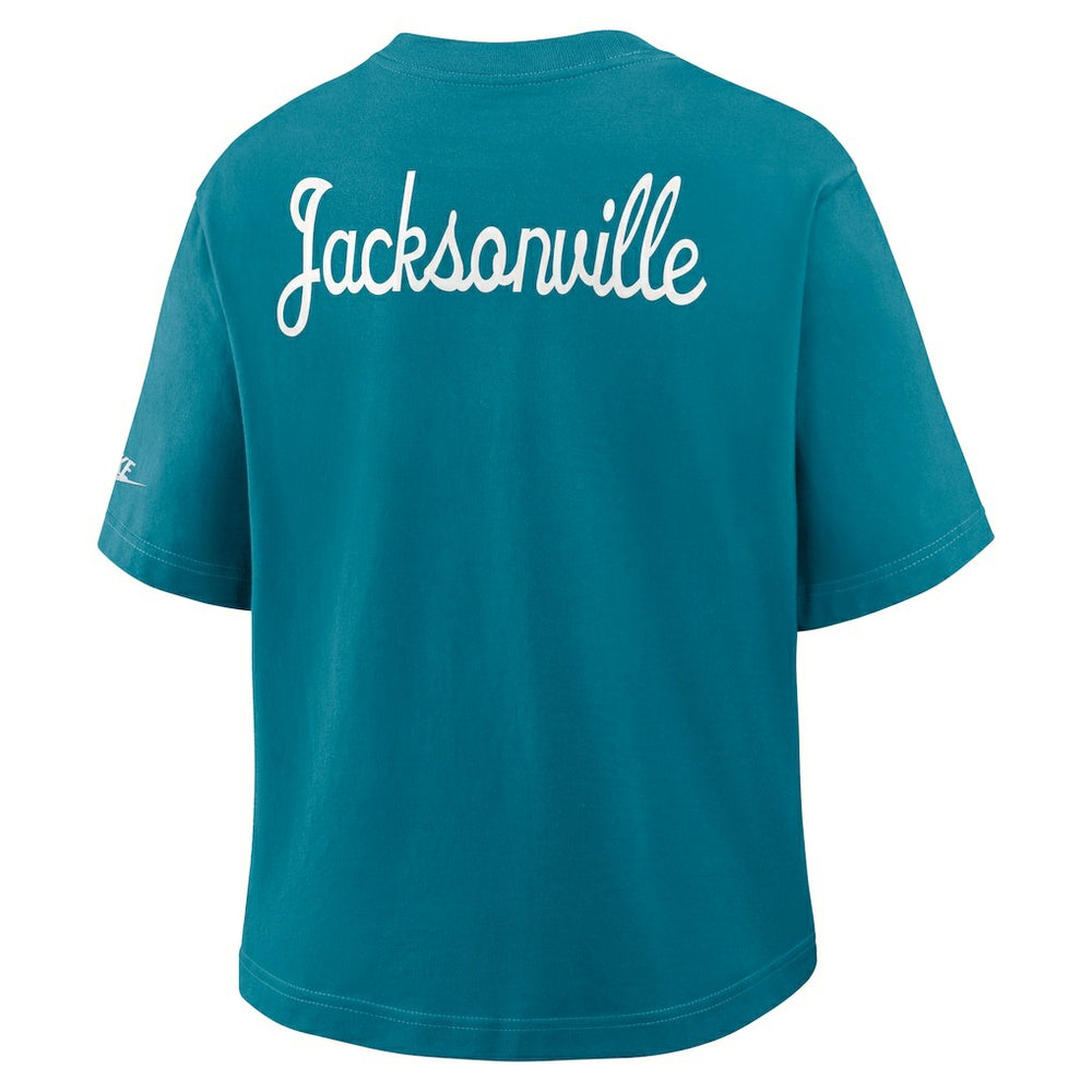 Jacksonville Jaguars Women's Rewind Pocket Boxy T-Shirt Teal - Nike