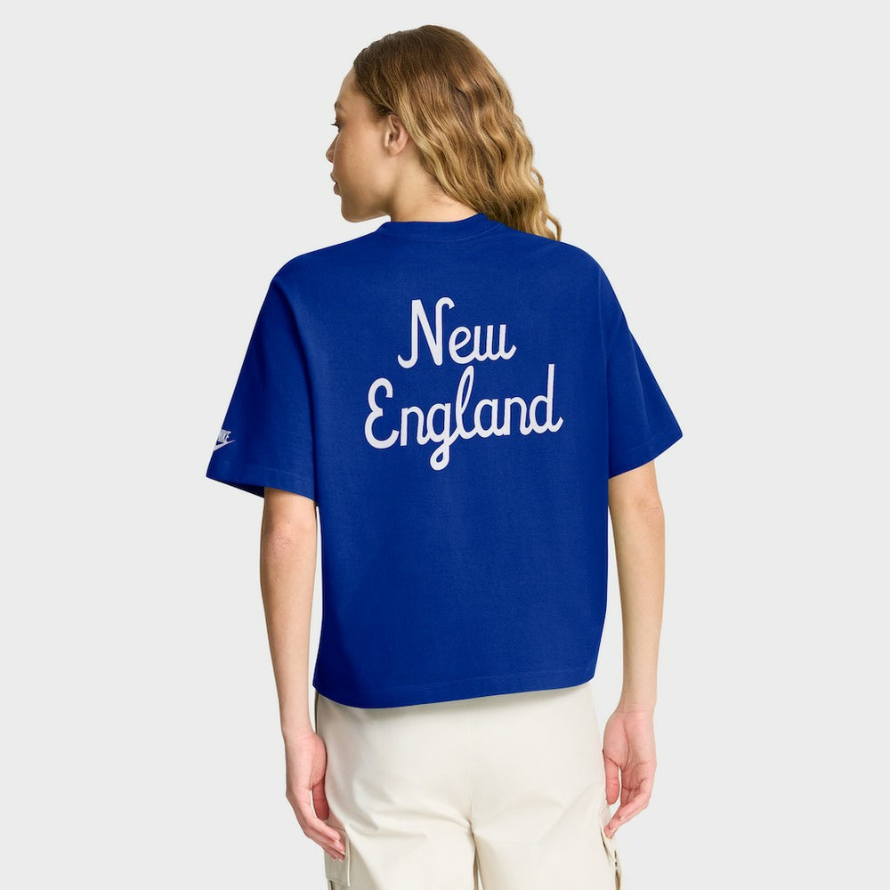 New England Patriots Women's Rewind Pocket Boxy T-Shirt Royal - Nike