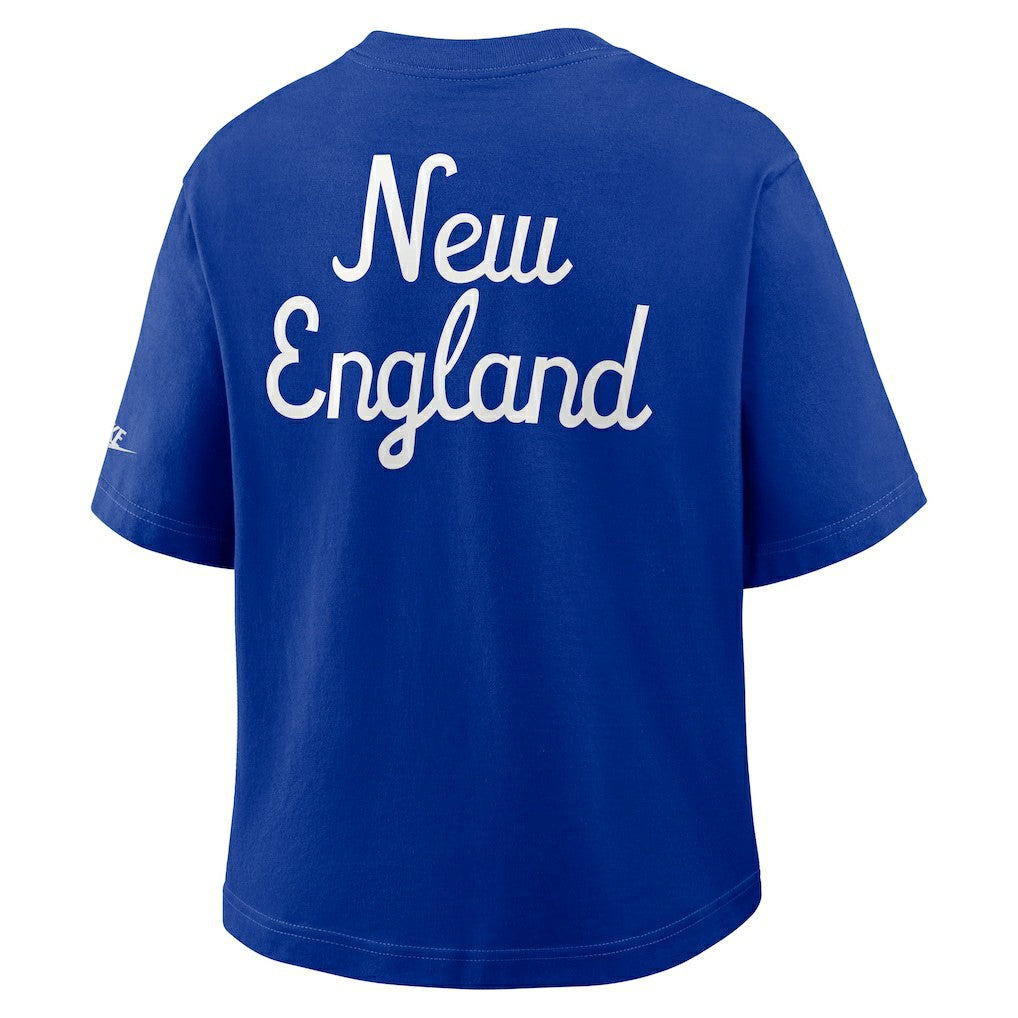 New England Patriots Women's Rewind Pocket Boxy T-Shirt Royal - Nike