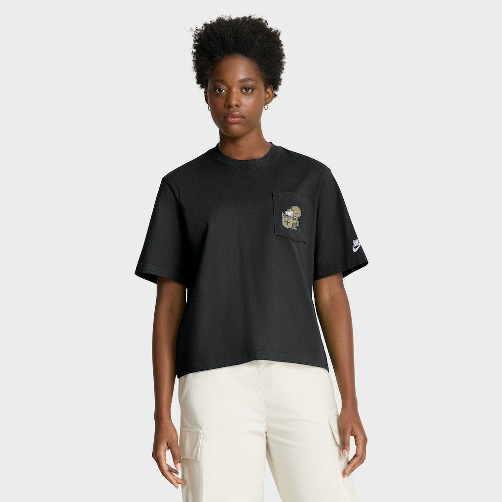 New Orleans Saints Women's Rewind Pocket Boxy T-Shirt Black - Nike
