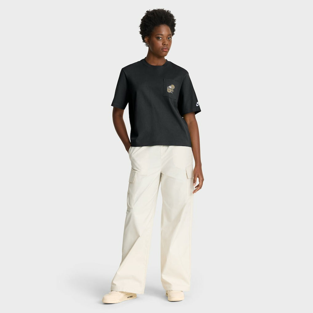 New Orleans Saints Women's Rewind Pocket Boxy T-Shirt Black - Nike