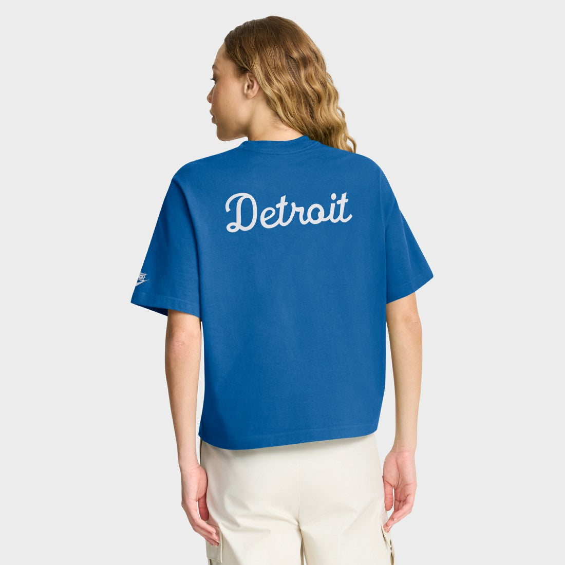 Detroit Lions Women's Rewind Pocket Boxy T-Shirt Blue - Nike