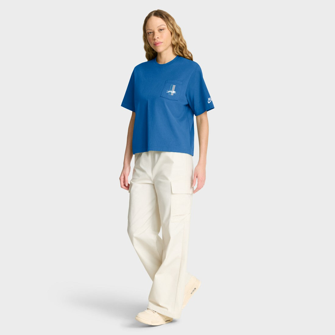 Detroit Lions Women's Rewind Pocket Boxy T-Shirt Blue - Nike