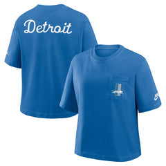 Detroit Lions Women's Rewind Pocket Boxy T-Shirt Blue - Nike