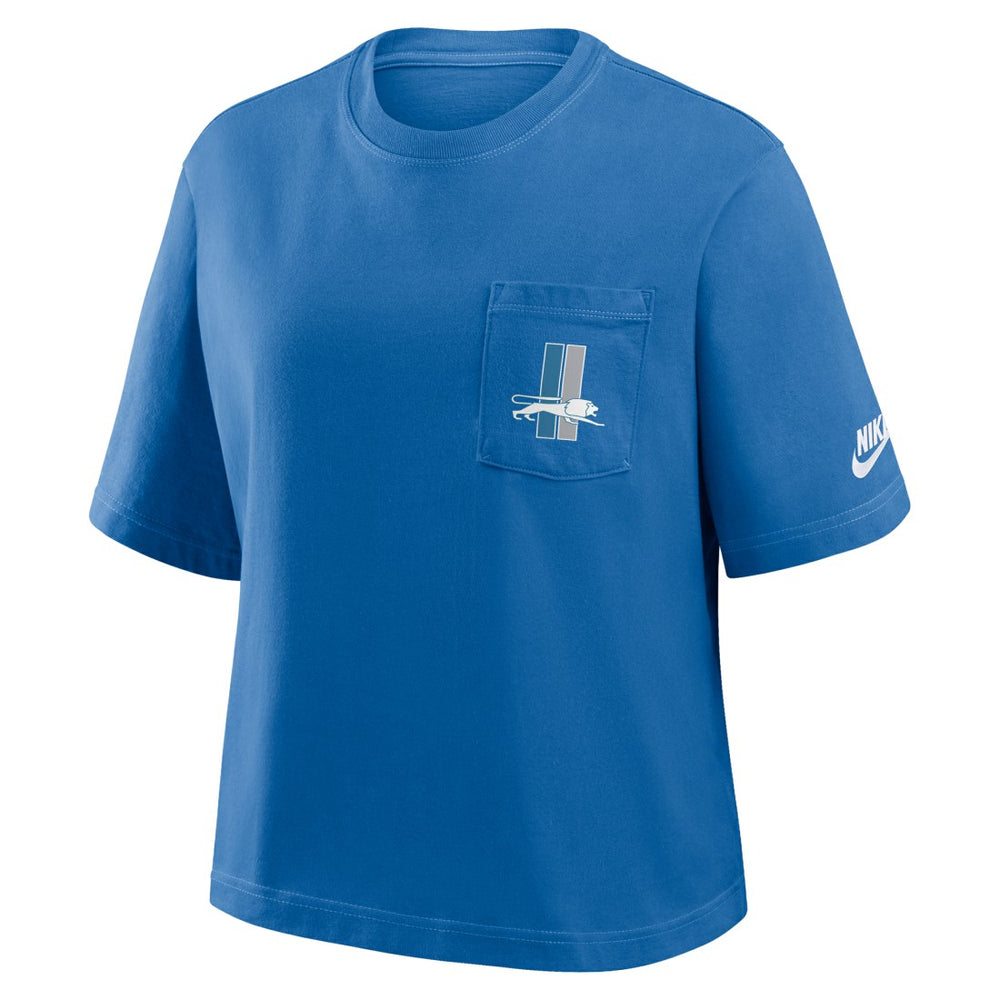 Detroit Lions Women's Rewind Pocket Boxy T-Shirt Blue - Nike