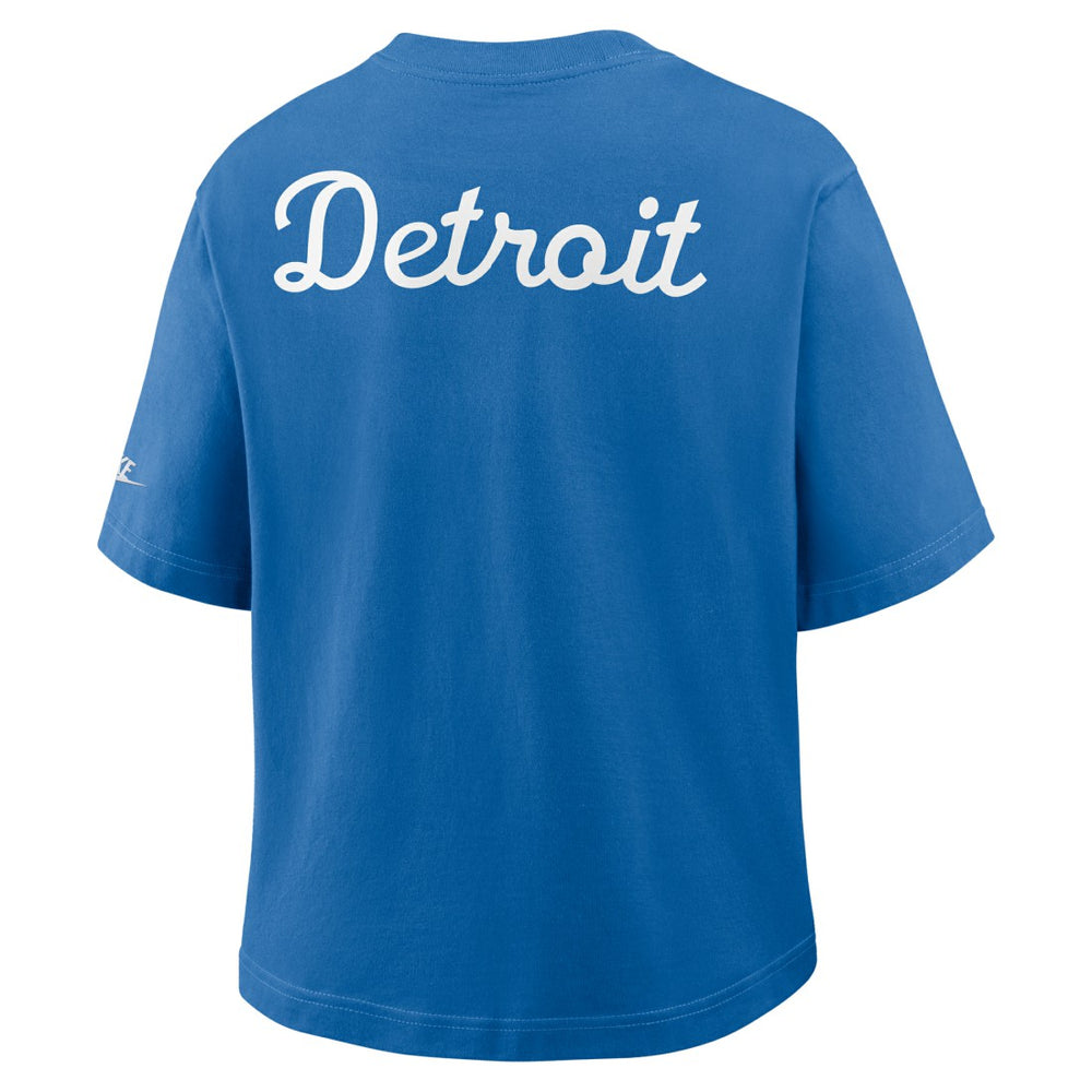 Detroit Lions Women's Rewind Pocket Boxy T-Shirt Blue - Nike