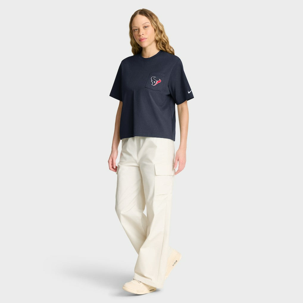 Houston Texans Women's Rewind Pocket Boxy T-Shirt Navy - Nike