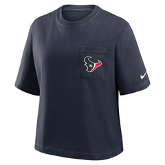 Houston Texans Women's Rewind Pocket Boxy T-Shirt Navy - Nike