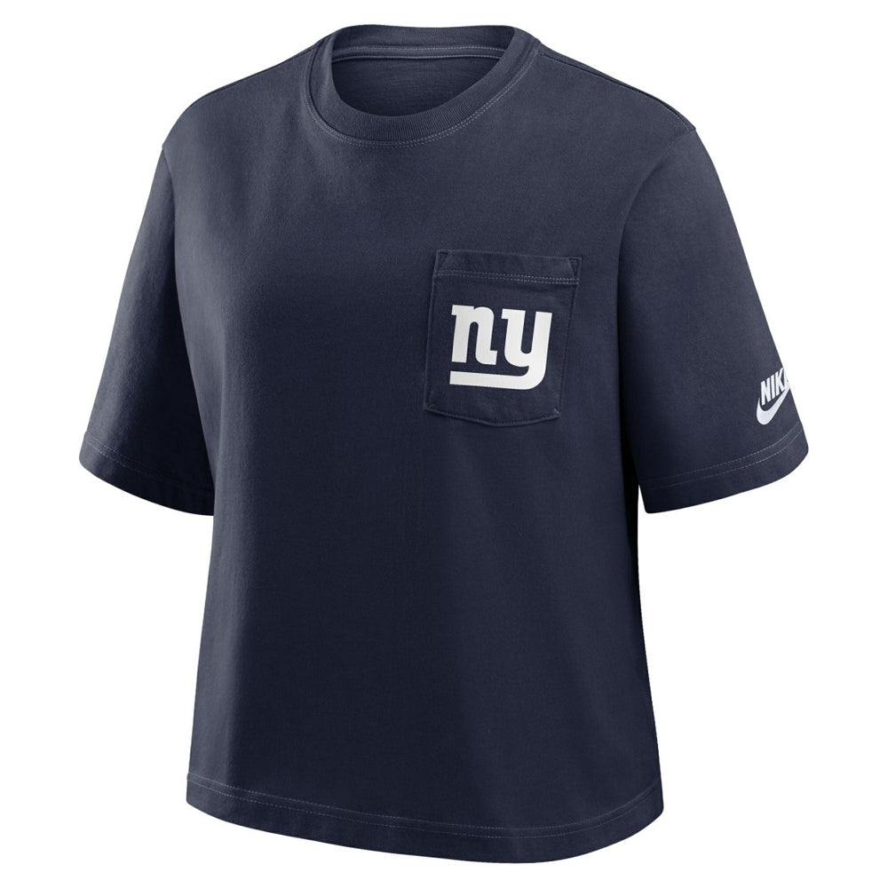New York Giants Women's Rewind Pocket Boxy T-Shirt Royal - Nike
