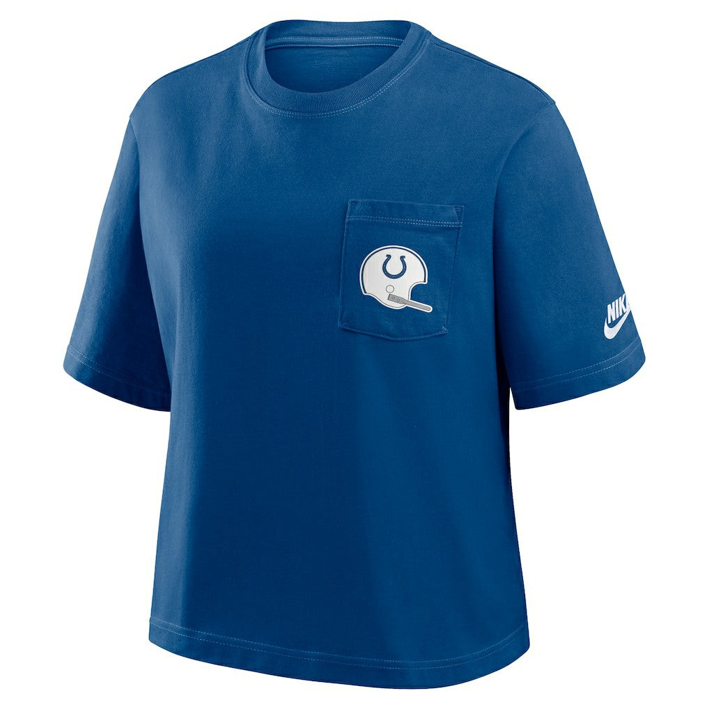 Indianapolis Colts Women's Rewind Pocket Boxy T-Shirt Royal - Nike