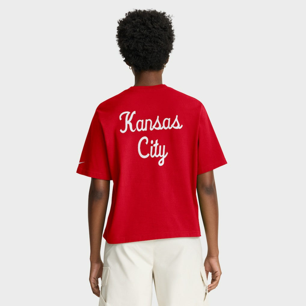 Kansas City Chiefs Women's Rewind Pocket Boxy T-Shirt Red - Nike