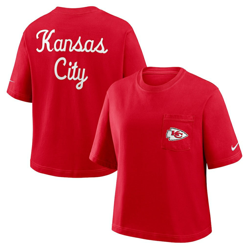 Kansas City Chiefs Women's Rewind Pocket Boxy T-Shirt Red - Nike