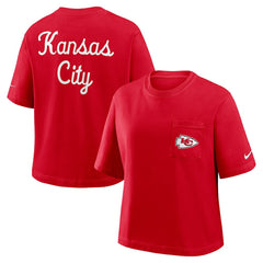 Kansas City Chiefs Women's Rewind Pocket Boxy T-Shirt Red - Nike