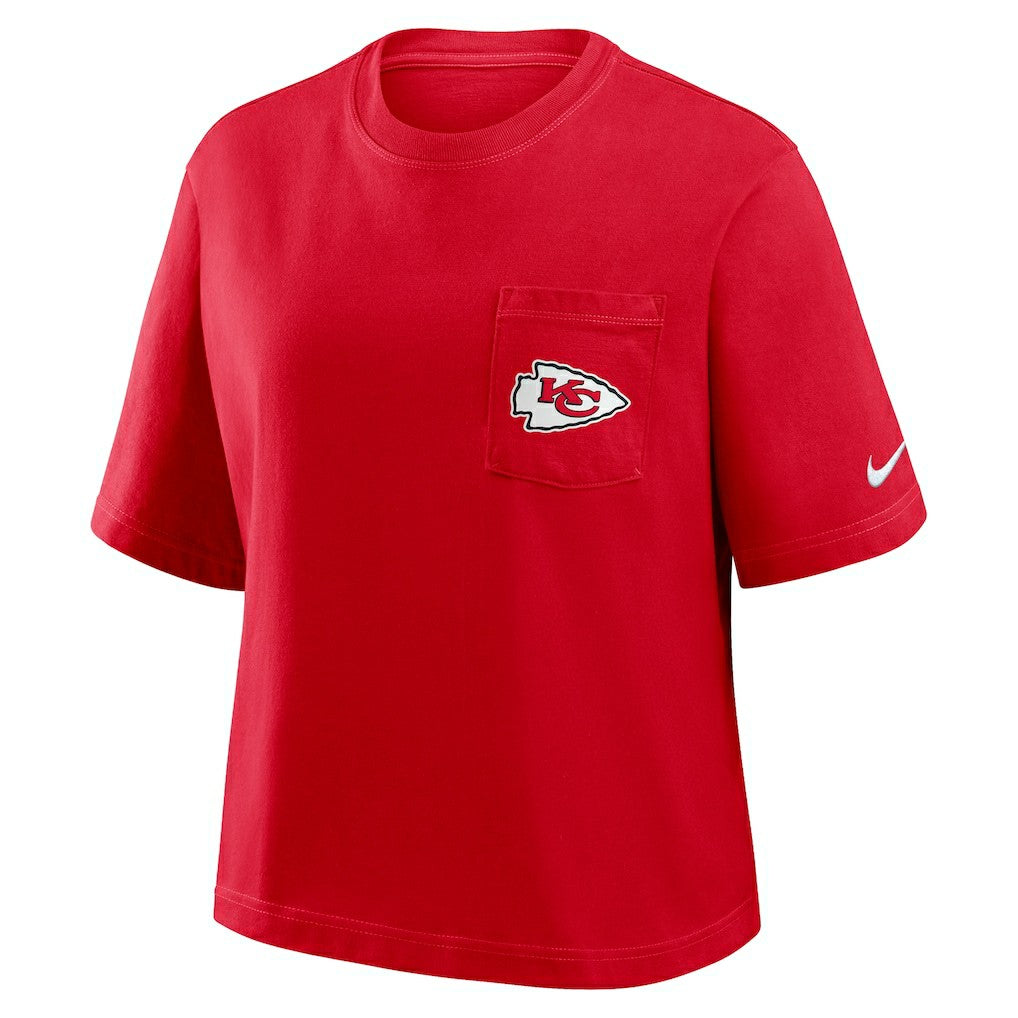 Kansas City Chiefs Women's Rewind Pocket Boxy T-Shirt Red - Nike