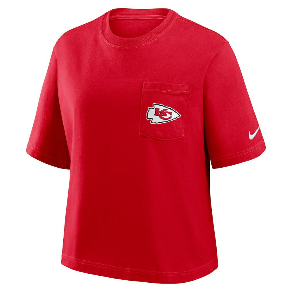 Kansas City Chiefs Women's Rewind Pocket Boxy T-Shirt Red - Nike