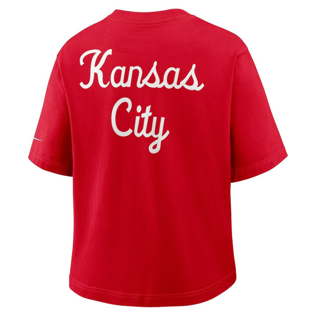Kansas City Chiefs Women's Rewind Pocket Boxy T-Shirt Red - Nike